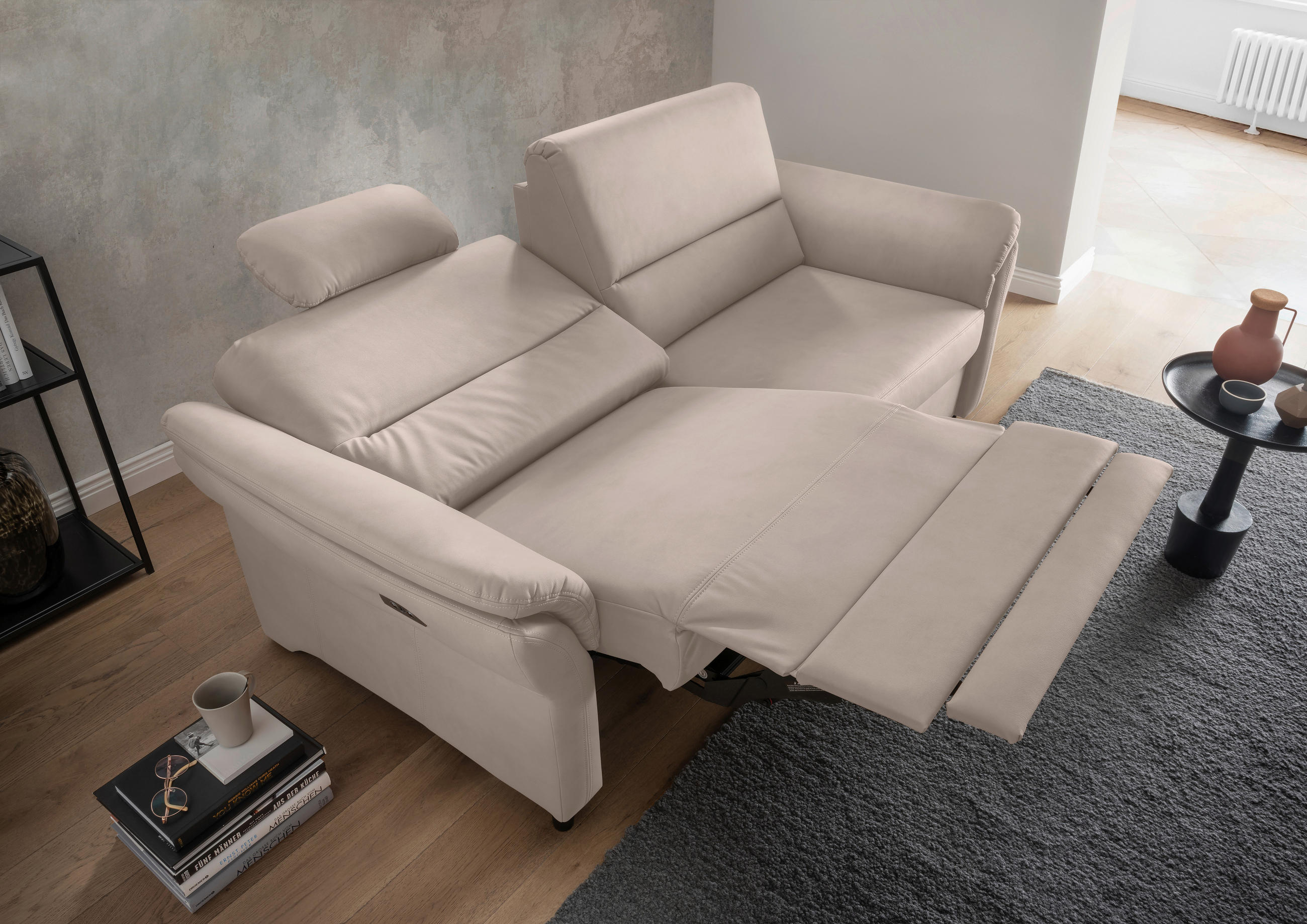 3-SITZER-SOFA in Lederlook Beige  - Beige/Schwarz, Modern, Holz/Textil (192/90/89cm) - Livetastic