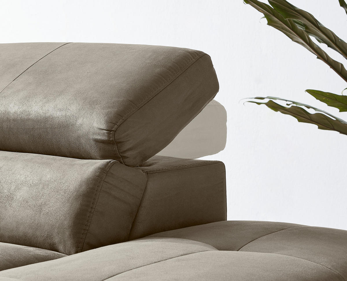 ECKSOFA inkl.Funktionen Braun Lederlook  - Schwarz/Braun, Natur, Holz/Textil (282/226cm) - Novel