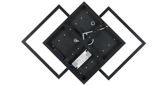 LED-DECKENLEUCHTE 45/45/9,5 cm  - Eichefarben/Schwarz, Trend, Holzwerkstoff/Kunststoff (45/45/9,5cm) - Novel