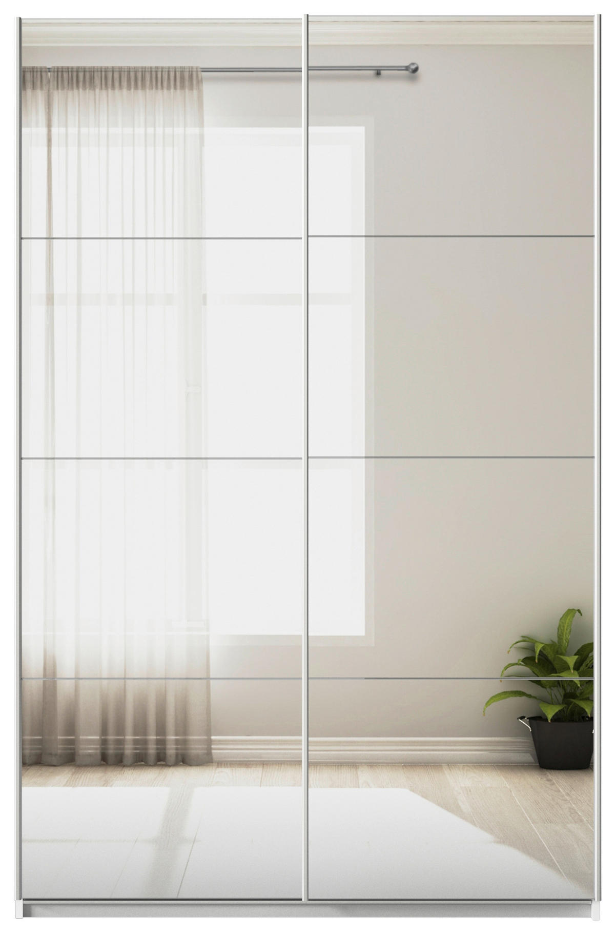 SCHWEBETÜRENSCHRANK  in Weiß  - Alufarben/Weiß, KONVENTIONELL, Glas/Holzwerkstoff (136/229/62cm) - Xora