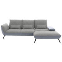 ECKSOFA  in Flachgewebe Hellgrau  301/191 cm  - Hellgrau/Schwarz, Design, Textil/Metall (301/191cm) - Moderano