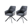 ARMLEHNSTUHL-SET 2 Stück  in Lederlook  - Anthrazit/Schwarz, MODERN, Textil/Metall (62/92/67cm) - MID.YOU
