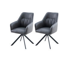 ARMLEHNSTUHL-SET 2 Stück erweiterbar, inklusive Armlehnen Lederlook  - Anthrazit/Schwarz, MODERN, Textil/Metall (62/92/67cm) - MID.YOU