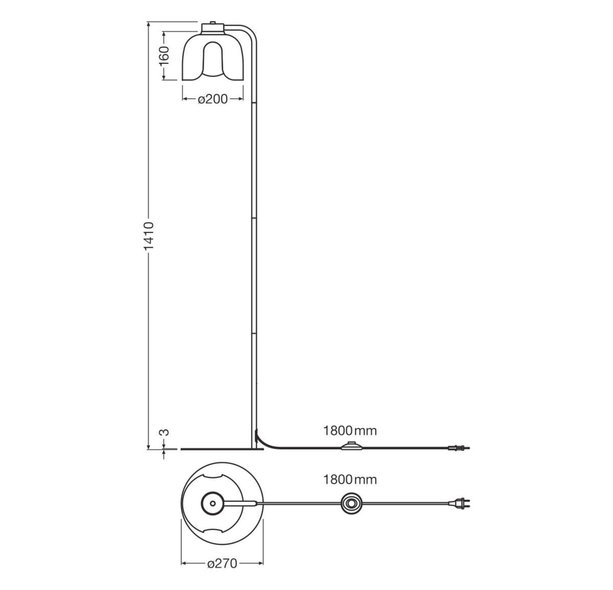 STEHLEUCHTE 27/141 cm    - Orange, Basics, Glas/Metall (27/141cm) - Osram