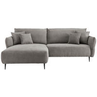 ECKSOFA Graubraun Cord  - Graubraun/Schwarz, Design, Textil/Metall (178/260cm) - Livetastic