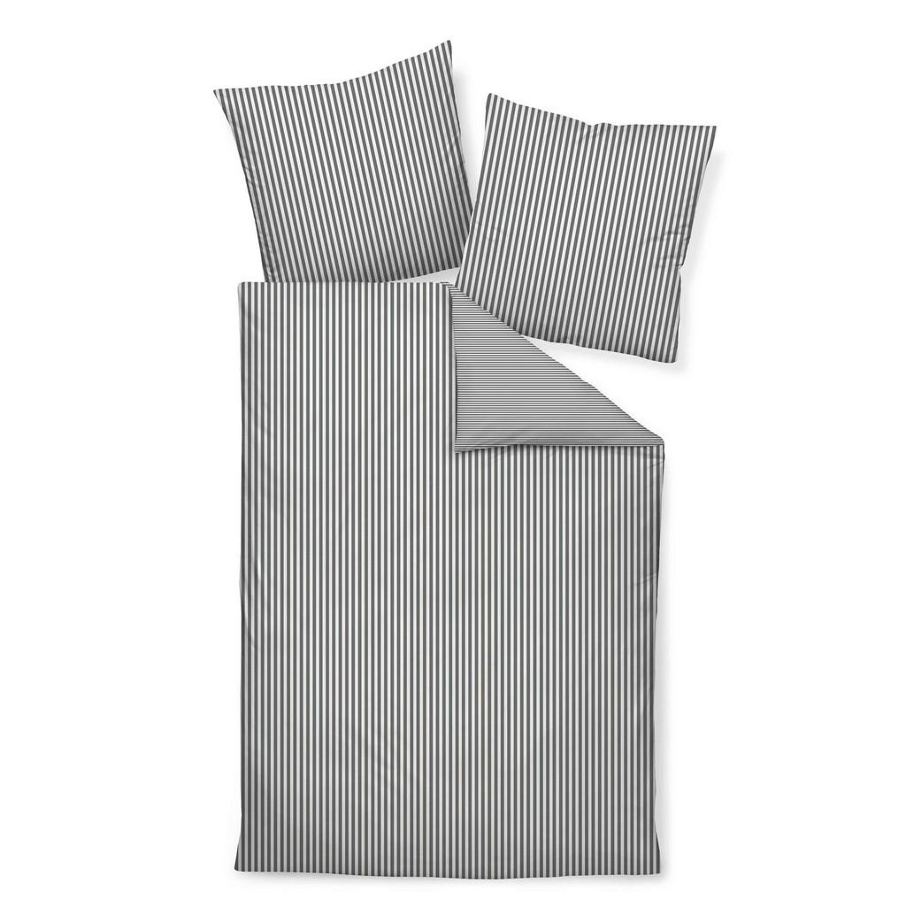 Thumbnail - Janine Wendebettwäsche Giorgio, Anthrazit, Weiß, Textil, Streifen, 135x200 cm, Textiles Vertrauen - Oeko-Tex®, saugfähig...