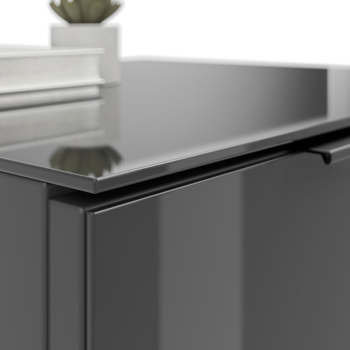 SIDEBOARD style  in 180/98,7/40 cm  - Anthrazit/Anthrazit Hochglanz, Basics, Glas/Holzwerkstoff (180/98,7/40cm)