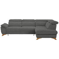 ECKSOFA MERCURY Grau Flachgewebe  - Eichefarben/Grau, MODERN, Holz/Textil (287/212cm) - Valnatura