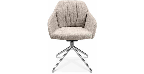 ARMLEHNSTUHL in Aluminium Bouclé - Greige/Alufarben, Design, Textil/Metall (58/81,5-84,5/60cm) - Johann Jakob