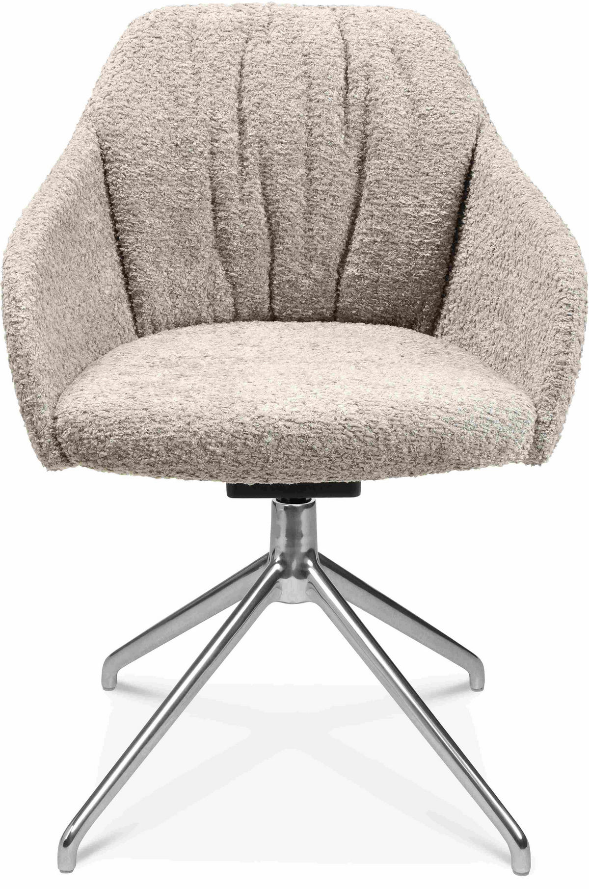 ARMLEHNSTUHL  in Aluminium Bouclé  - Greige/Alufarben, Design, Textil/Metall (58/81,5-84,5/60cm) - Johann Jakob
