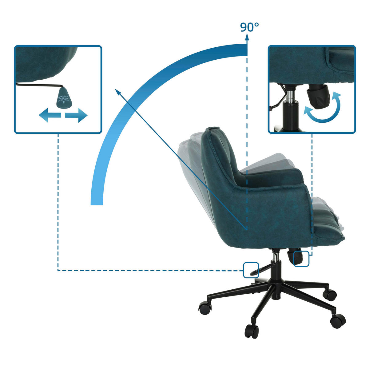 DREHSTUHL Dunkelblau  - Schwarz/Dunkelblau, MODERN, Kunststoff/Textil (54/85/70cm) - MID.YOU