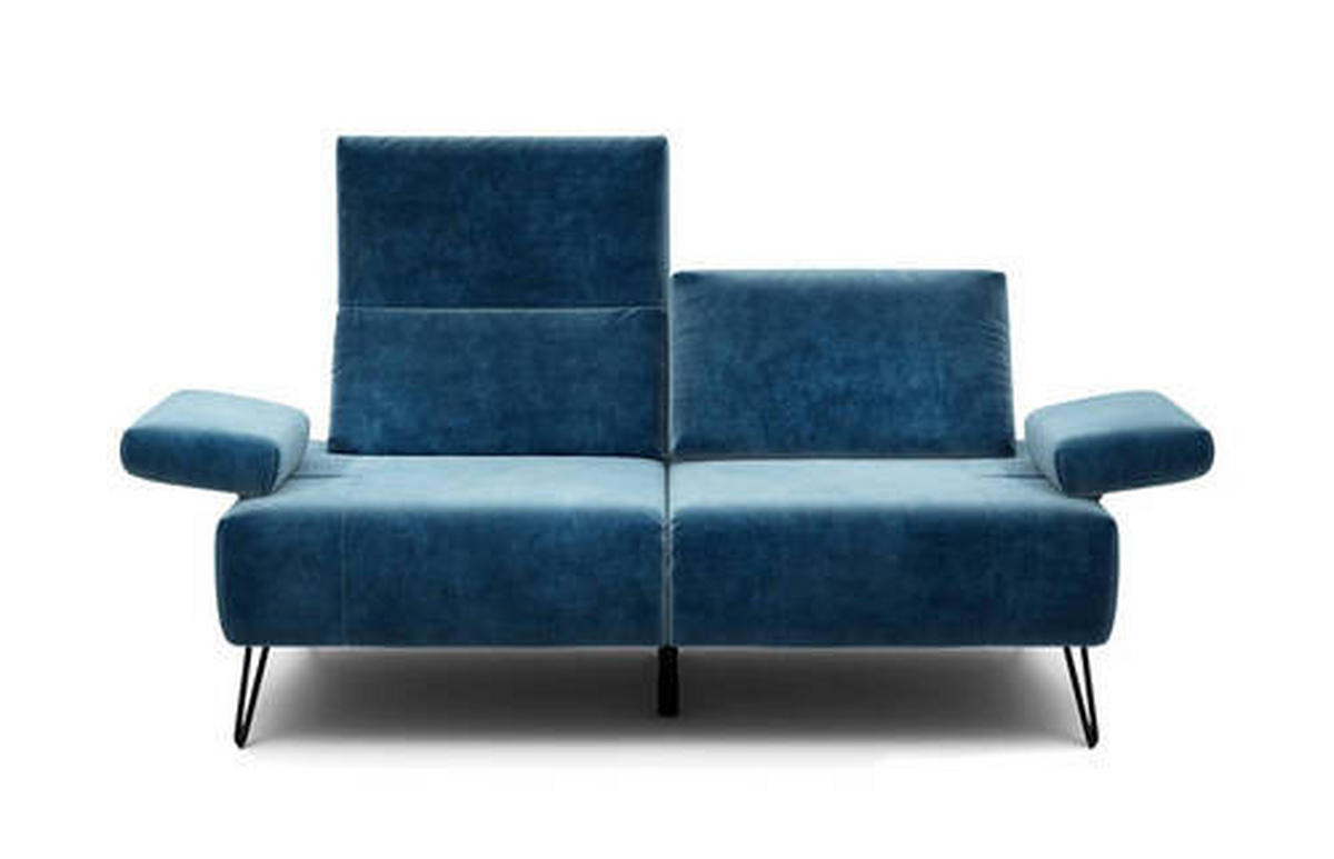 2-SITZER-SOFA in Samt Blau  - Blau/Schwarz, Design, Textil/Metall (164-194/85/86-94cm) - SENSOO