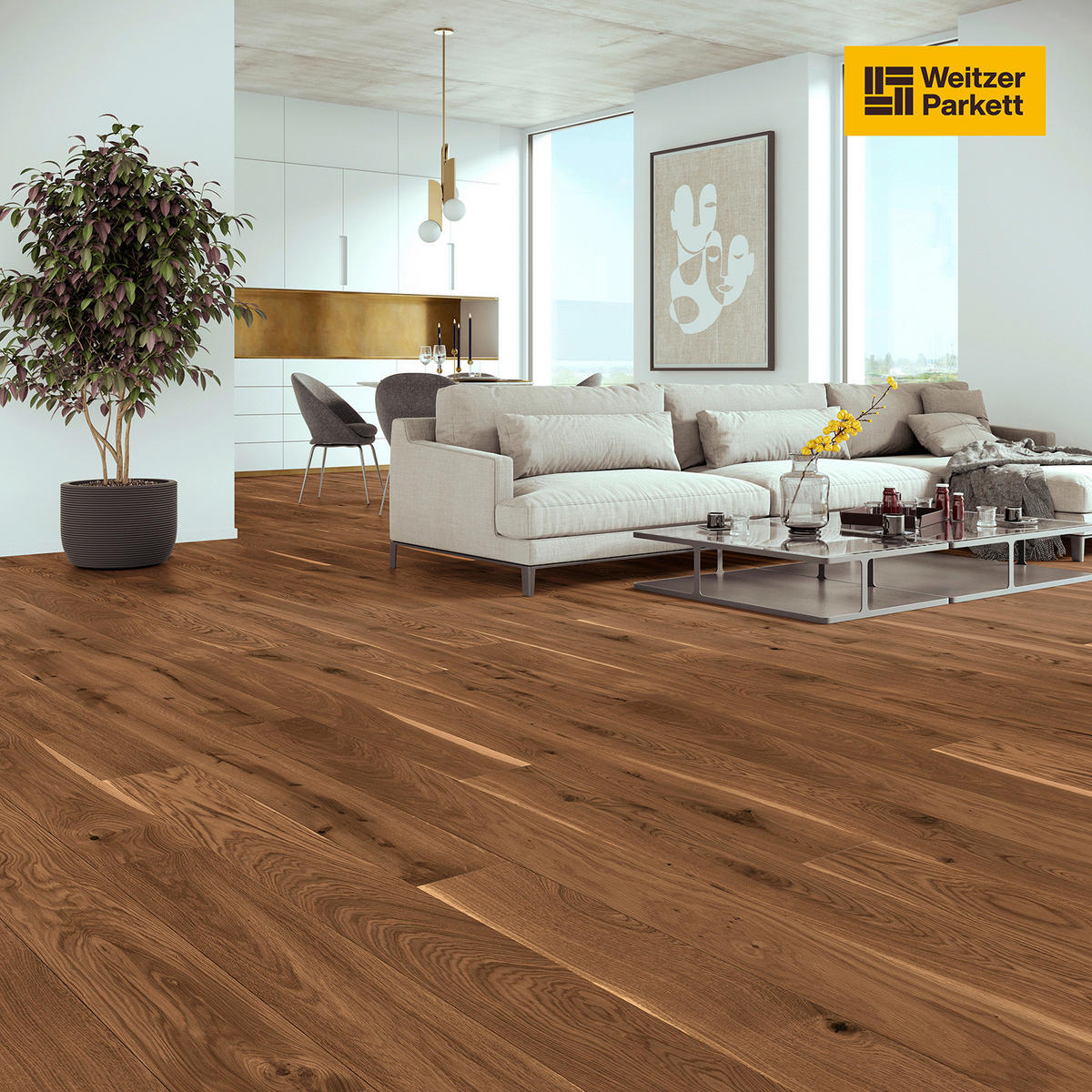 LANDHAUSDIELE, Eiche Amber Pflegefrei Diele  per  m² - Eichefarben, Design, Holz (224,5/19,3/1,3cm) - Weitzer Parkett