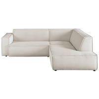 ECKSOFA in Cord Weiß  254/224 cm  - Schwarz/Weiß, KONVENTIONELL, Kunststoff/Textil (254/224cm) - Hom`in