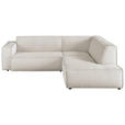 ECKSOFA in Cord Weiß 254/224 cm - Schwarz/Weiß, KONVENTIONELL, Kunststoff/Textil (254/224cm) - Hom`in