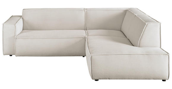 ECKSOFA in Cord Weiß 254/224 cm - Schwarz/Weiß, KONVENTIONELL, Kunststoff/Textil (254/224cm) - Hom`in