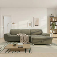 ECKSOFA MERIDIAN Schlammfarben Mikrofaser Rücken echt  - Chromfarben/Schlammfarben, KONVENTIONELL, Textil/Metall (278/171cm) - MID.YOU