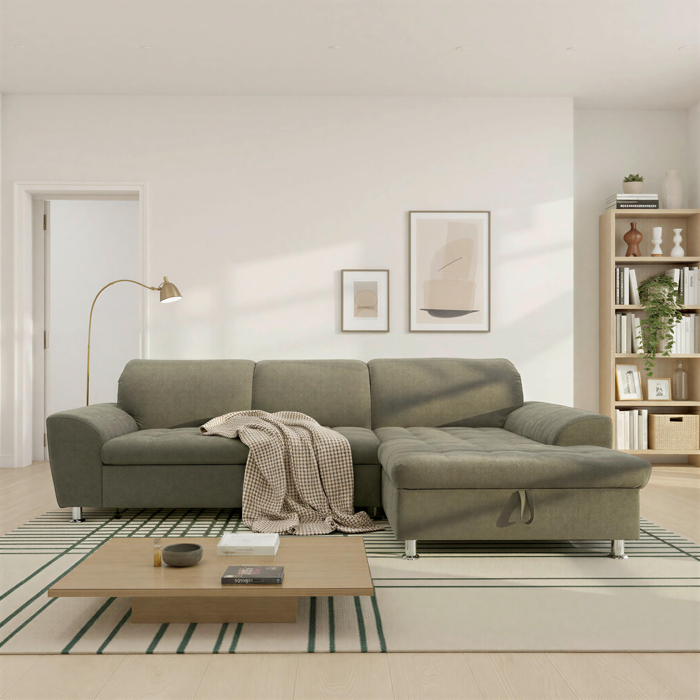 Mid.you Eckschlafsofa Meridian Schwarz 278x171 cm