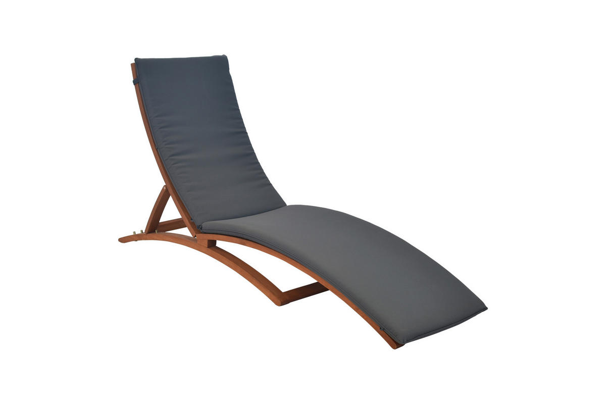 GARTENLIEGE 60/105/208 cm  - Eukalyptusholzfarben/Anthrazit, KONVENTIONELL, Holz/Textil (60/105/208cm) - Gardenson