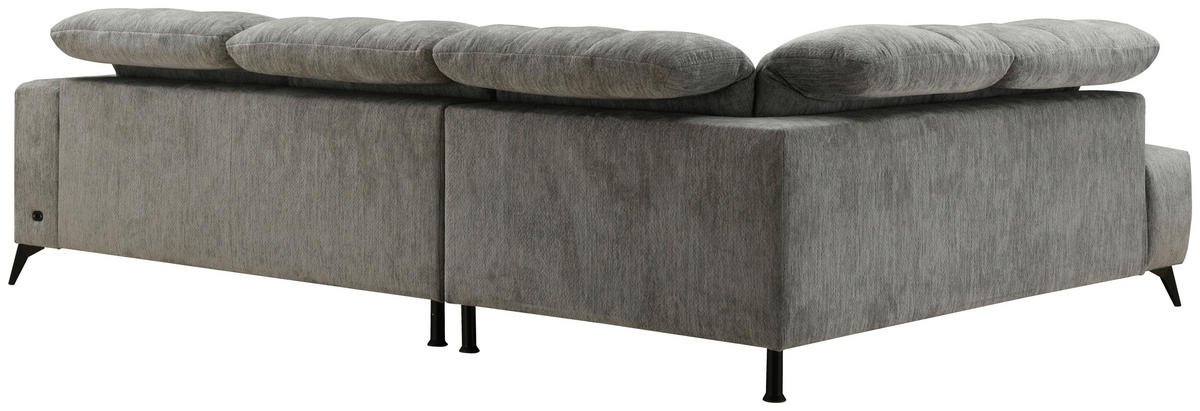 SEDEŽNA GARNITURA, šenilja temno siva  - temno siva/črna, Design, kovina/tekstil (214/293cm) - Xora