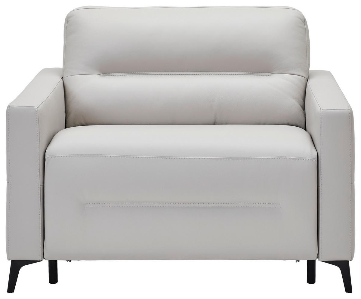 SCHLAFSESSEL Echtleder Hellgrau    - Hellgrau/Schwarz, Design, Leder/Metall (115/89/97cm) - Novel