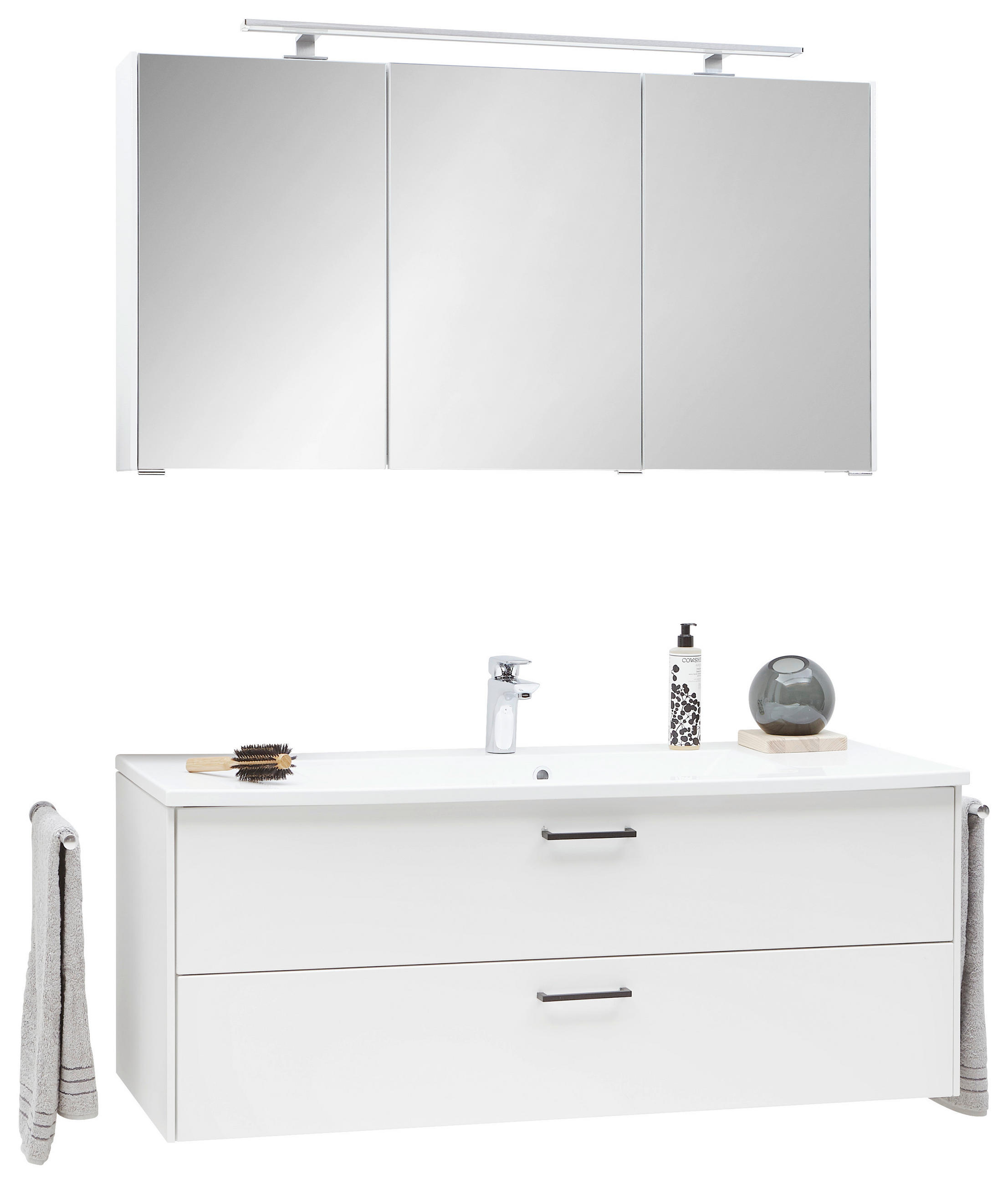 BADEZIMMER  in 122 cm  - Chromfarben/Weiß, MODERN, Glas/Holzwerkstoff (122cm) - Novel