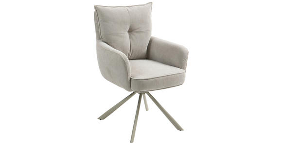 ARMLEHNSTUHL  Sitzfläche 180° drehbar, automatische Rückholfunktion Feincord  - Beige, Design, Textil/Metall (61/95/67cm) - Novel