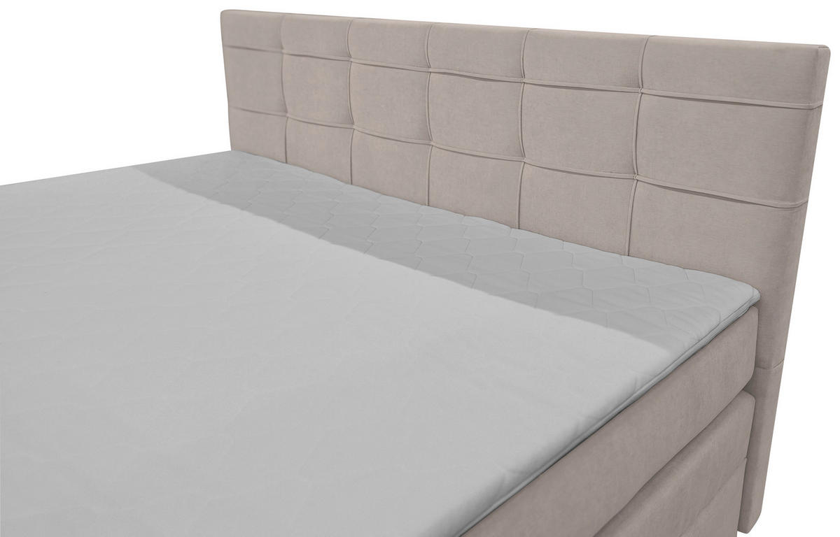 BOXSPRINGBETT 160/200 cm,  in Lavagrau, H3 = fest  - Lavagrau/Schwarz, KONVENTIONELL, Kunststoff/Textil (160/200cm)