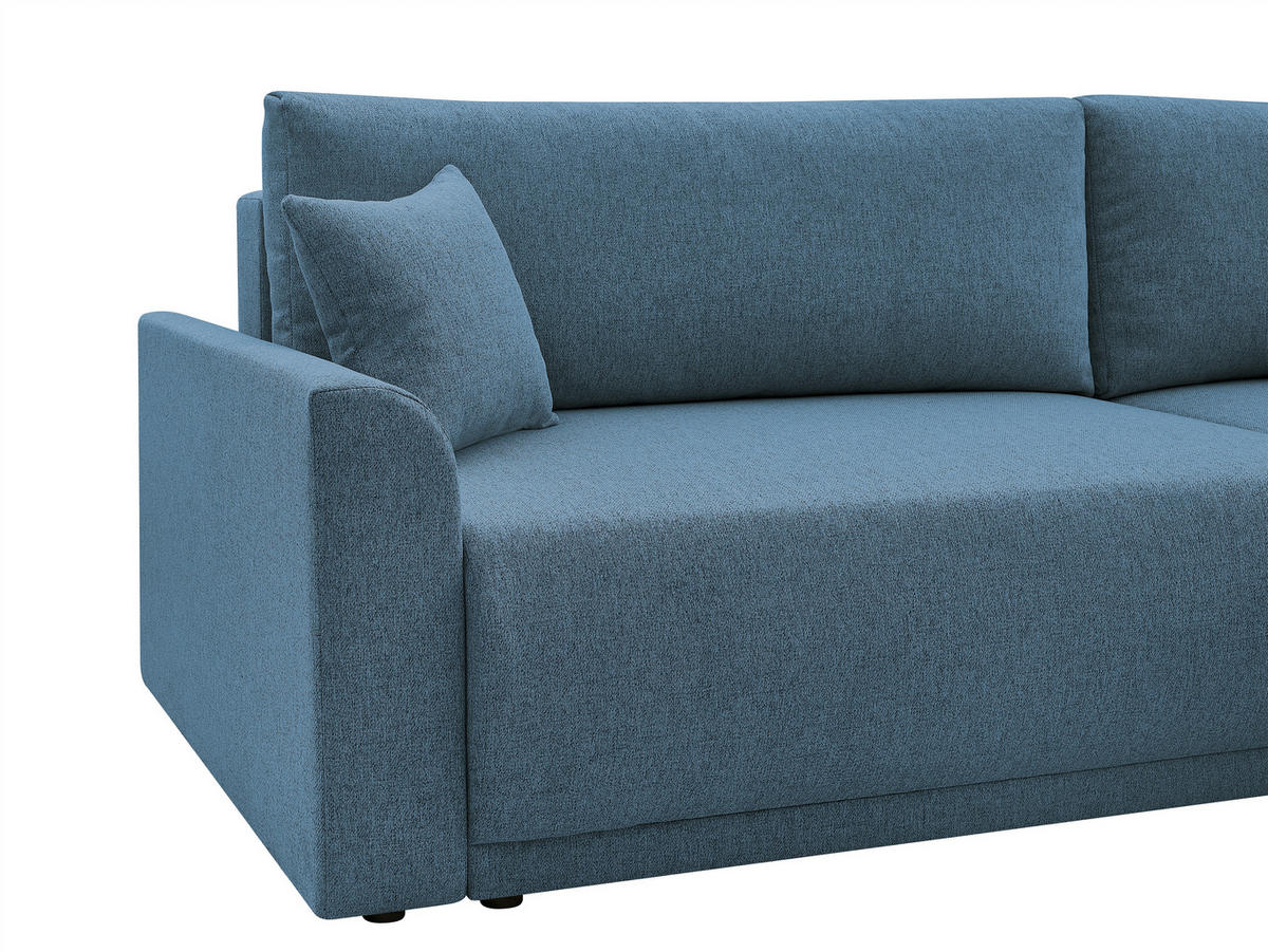 ECKSOFA KIMMY Blau Flachgewebe Zierkissen, Rückenkissen, Bettkasten  - Blau/Schwarz, Design, Kunststoff/Textil (233/146cm) - P & B