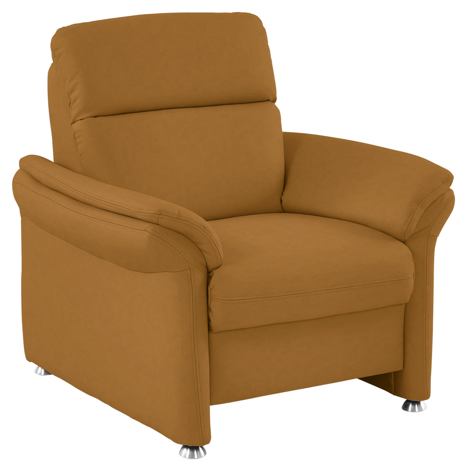 SESSEL in Echtleder Gelb - Gelb/Alufarben, KONVENTIONELL, Leder/Metall (98/96/92cm) - Beldomo Premium