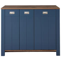 SCHUHSCHRANK Eichefarben, Blau  - Blau/Eichefarben, LIFESTYLE, Holzwerkstoff/Metall (130/105/38cm) - MID.YOU