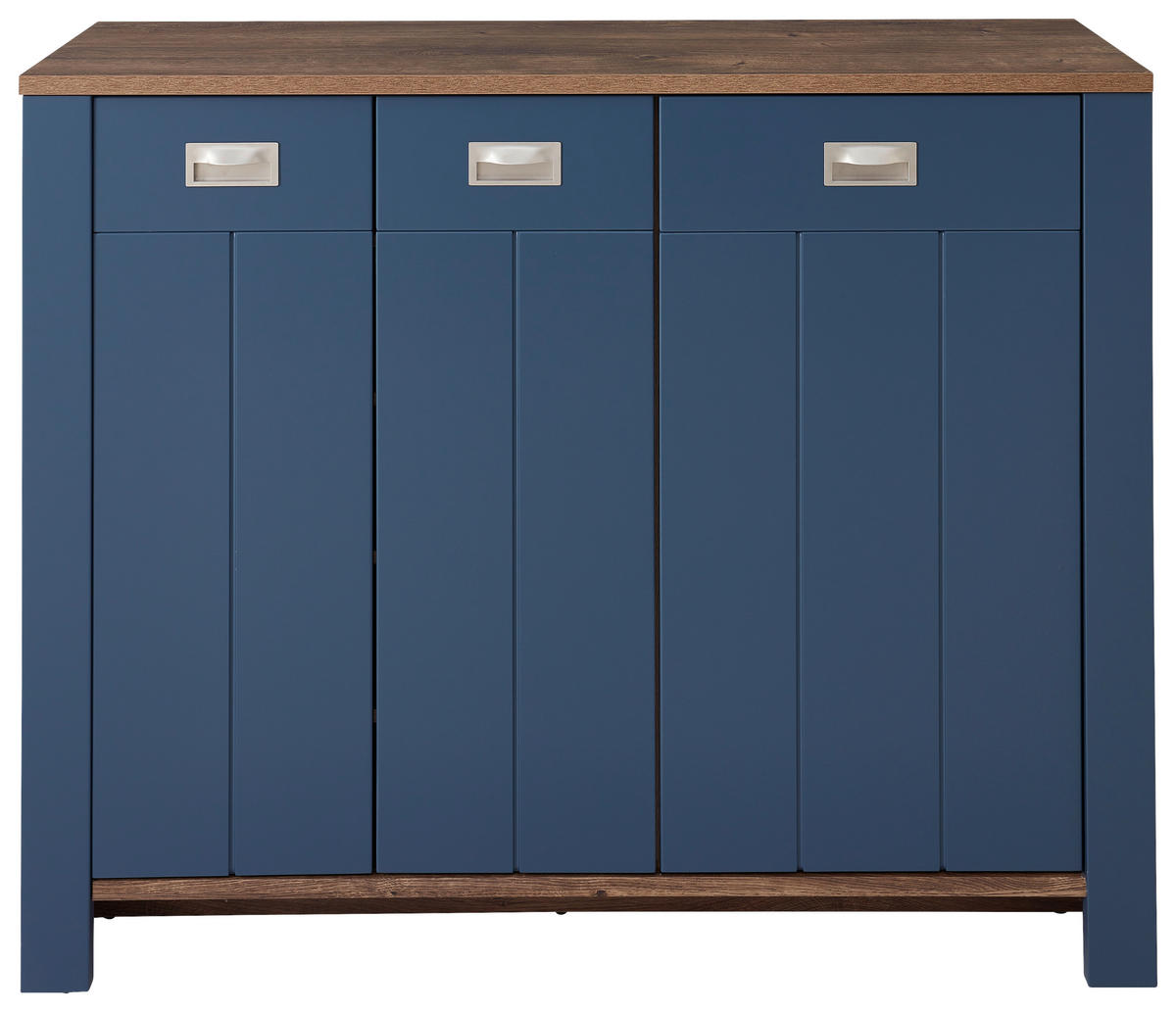 SCHUHSCHRANK Eichefarben, Blau  - Blau/Eichefarben, LIFESTYLE, Holzwerkstoff/Metall (130/105/38cm) - MID.YOU