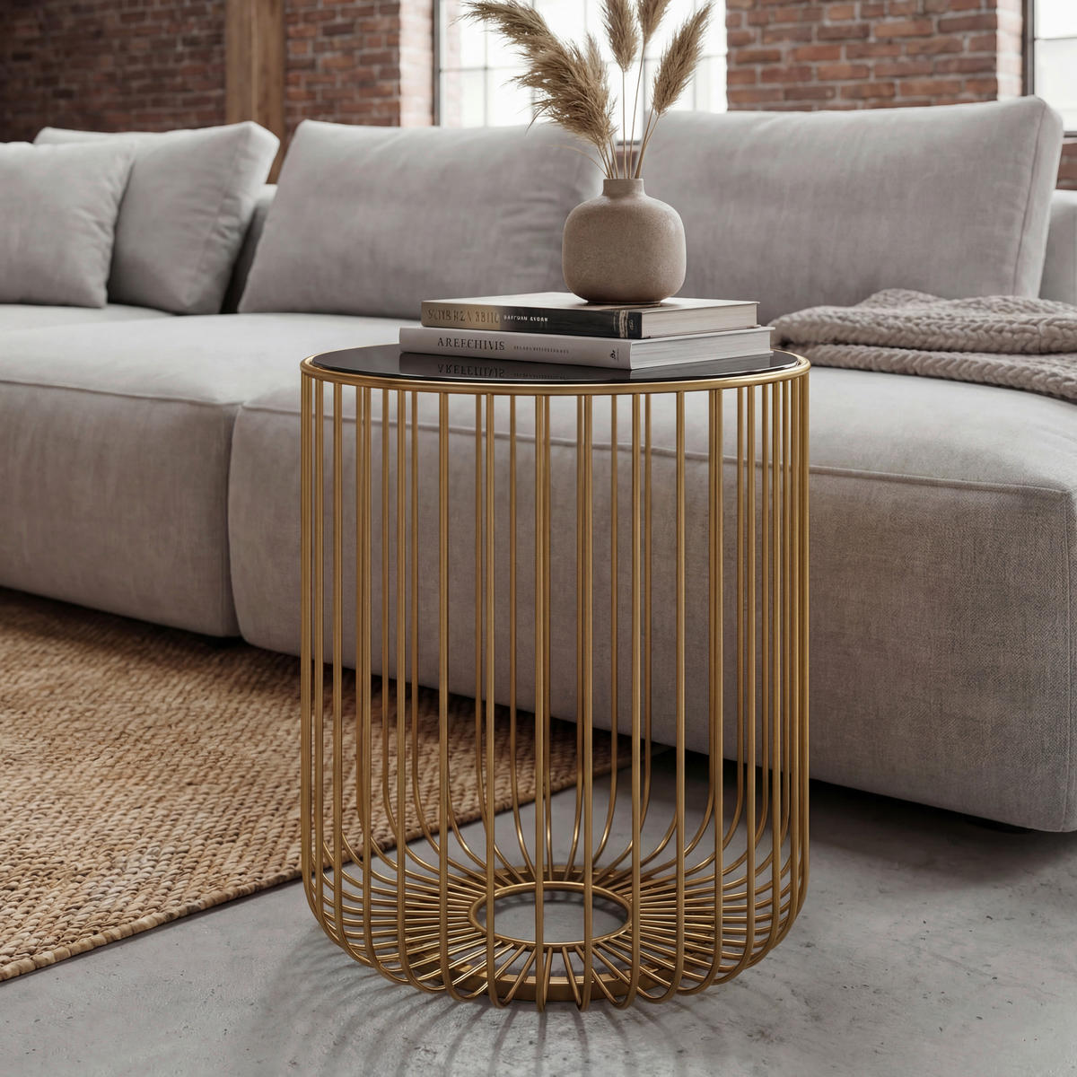 BEISTELLTISCH Metall, Glas 40/40/47 cm  - Goldfarben, Design, Glas/Metall (40/40/47cm) - Livetastic