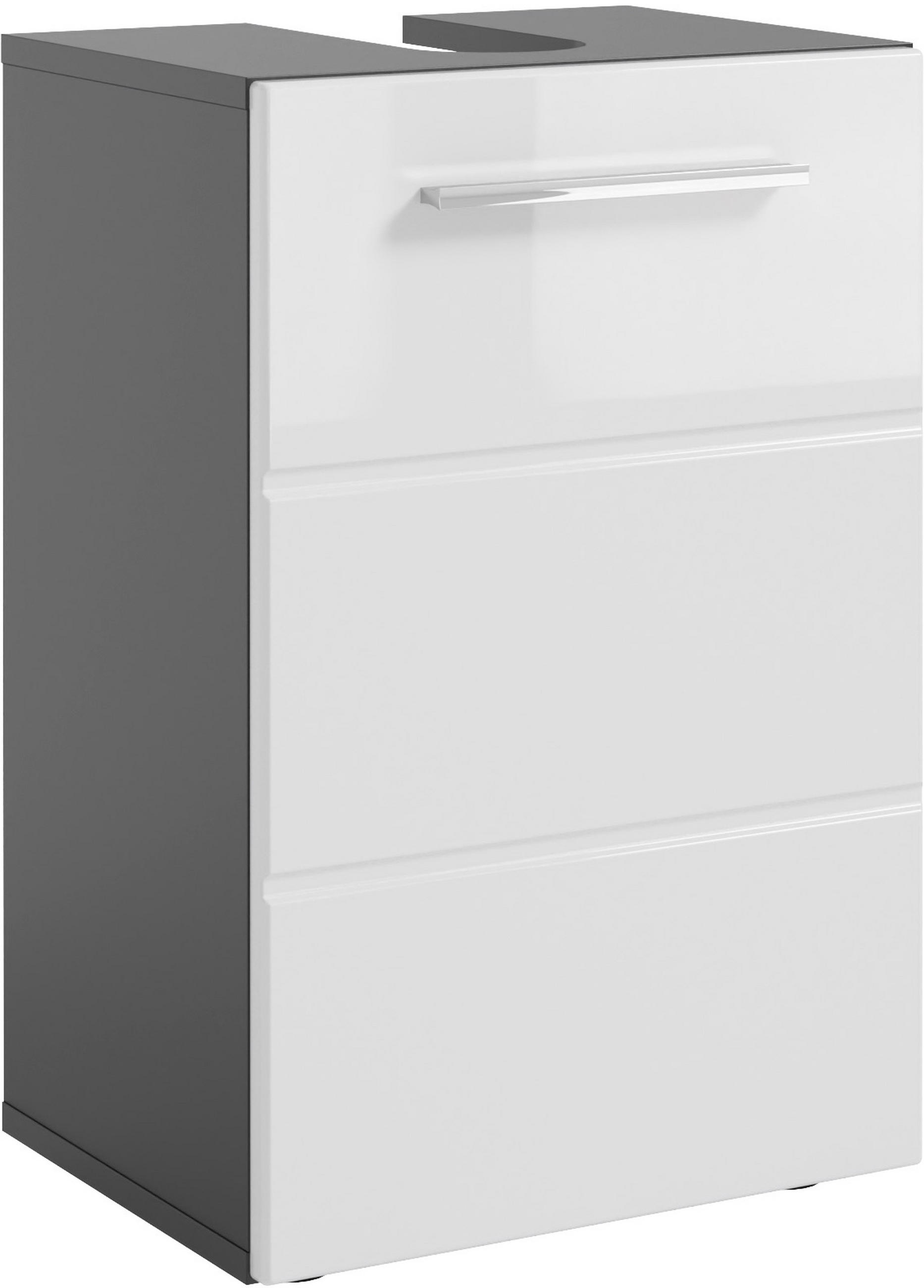 WASCHBECKENUNTERSCHRANK 40/60/31 cm  - Chromfarben/Weiß Hochglanz, KONVENTIONELL, Holzwerkstoff/Kunststoff (40/60/31cm) - Xora