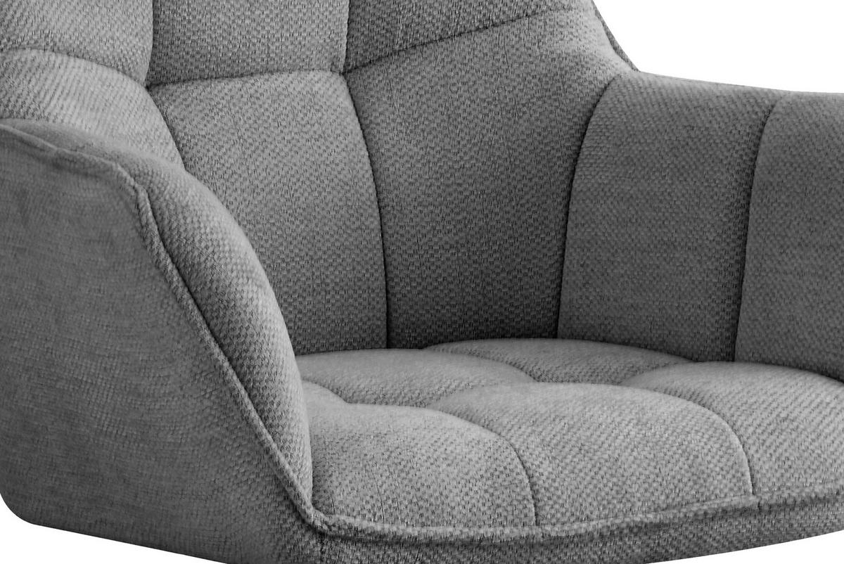 STOLIČKA S PODRÚČKAMI, textilný výplet, sivá - svetlohnedá/sivá, Modern, drevo/textil (63/84/61cm) - MID.YOU