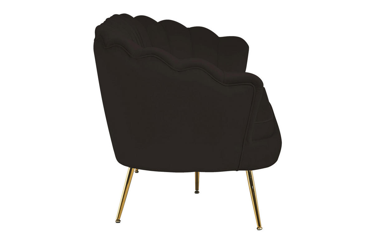 3-SITZER-SOFA in Samt Schwarz  - Goldfarben/Schwarz, MODERN, Textil/Metall (180/78/76cm) - Livetastic