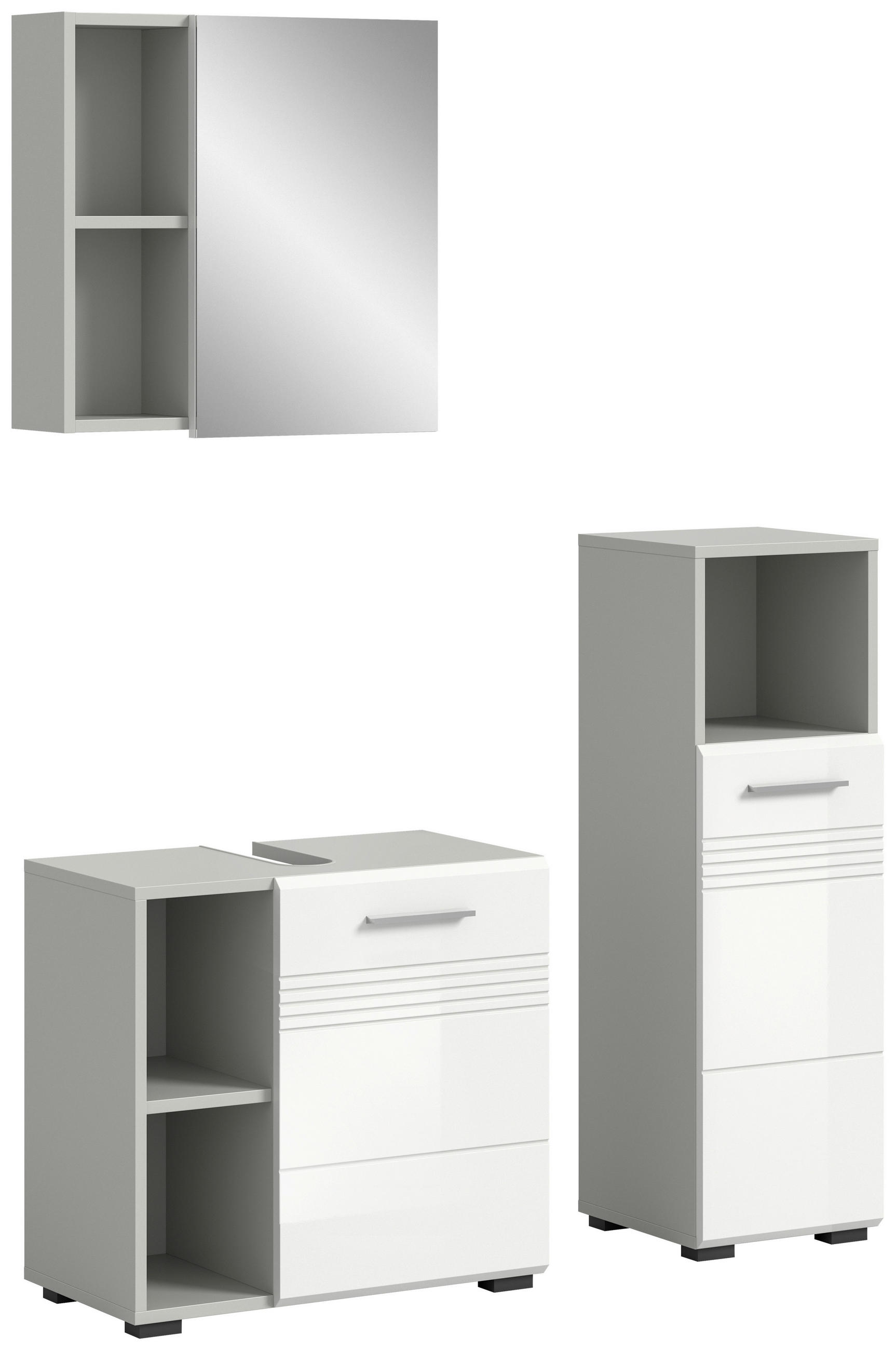 KOUPELNA šedá, vysoce lesklá bílá  - šedá/černá, Moderní, kompozitní dřevo/plast (90cm) - MID.YOU