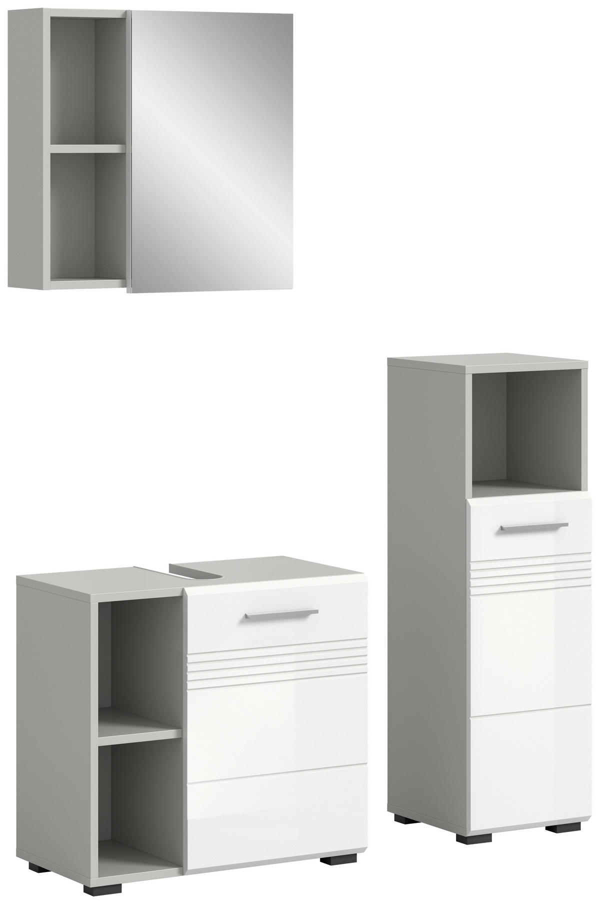 KOUPELNA šedá, vysoce lesklá bílá  - šedá/černá, Moderní, kompozitní dřevo/plast (90cm) - MID.YOU