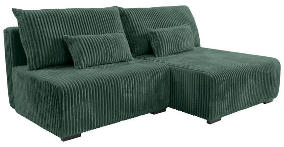 ECKSOFA Dunkelgrün Cord  - Dunkelgrün/Schwarz, MODERN, Holz/Textil (210/145cm) - Carryhome