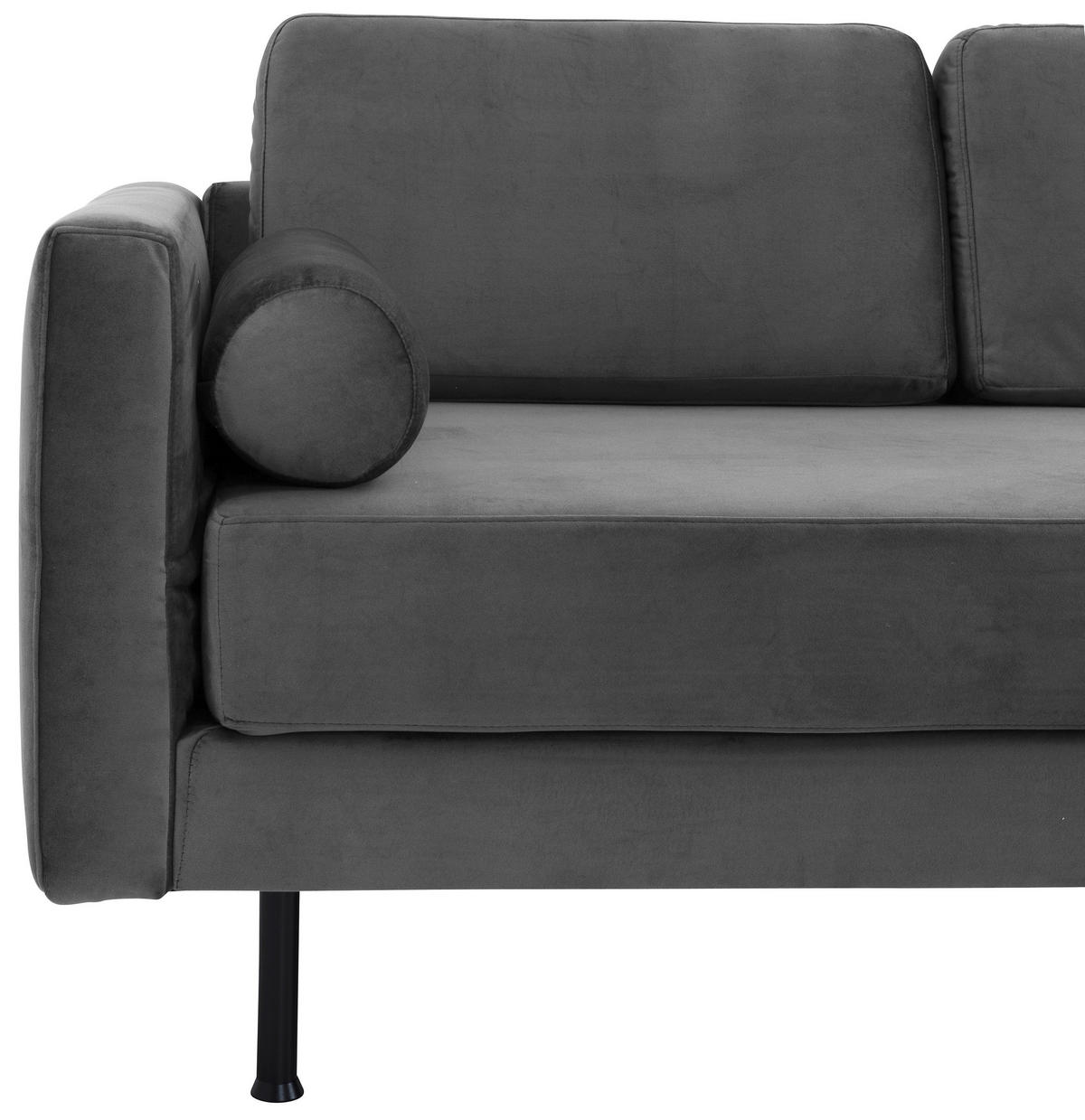 RÉCAMIERE in Velours Anthrazit  - Anthrazit/Schwarz, Design, Textil/Metall (190/87/81cm) - Max Winzer