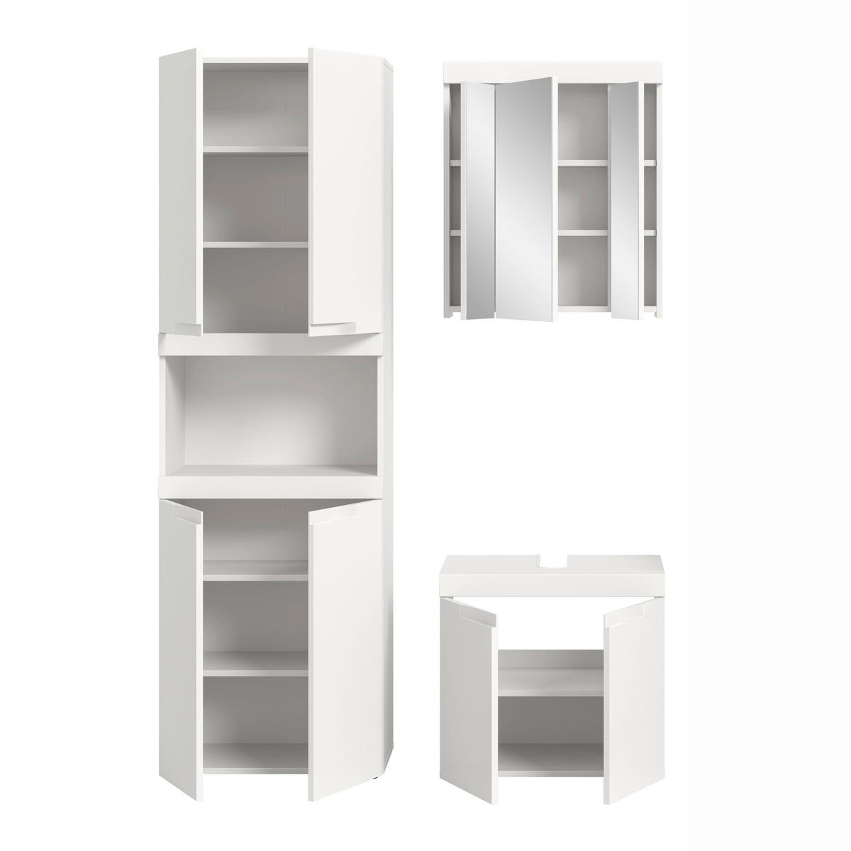 BADEZIMMER 3-teilig  in 135 cm  - Schwarz/Weiß, Trend, Glas/Holzwerkstoff (135cm) - MID.YOU