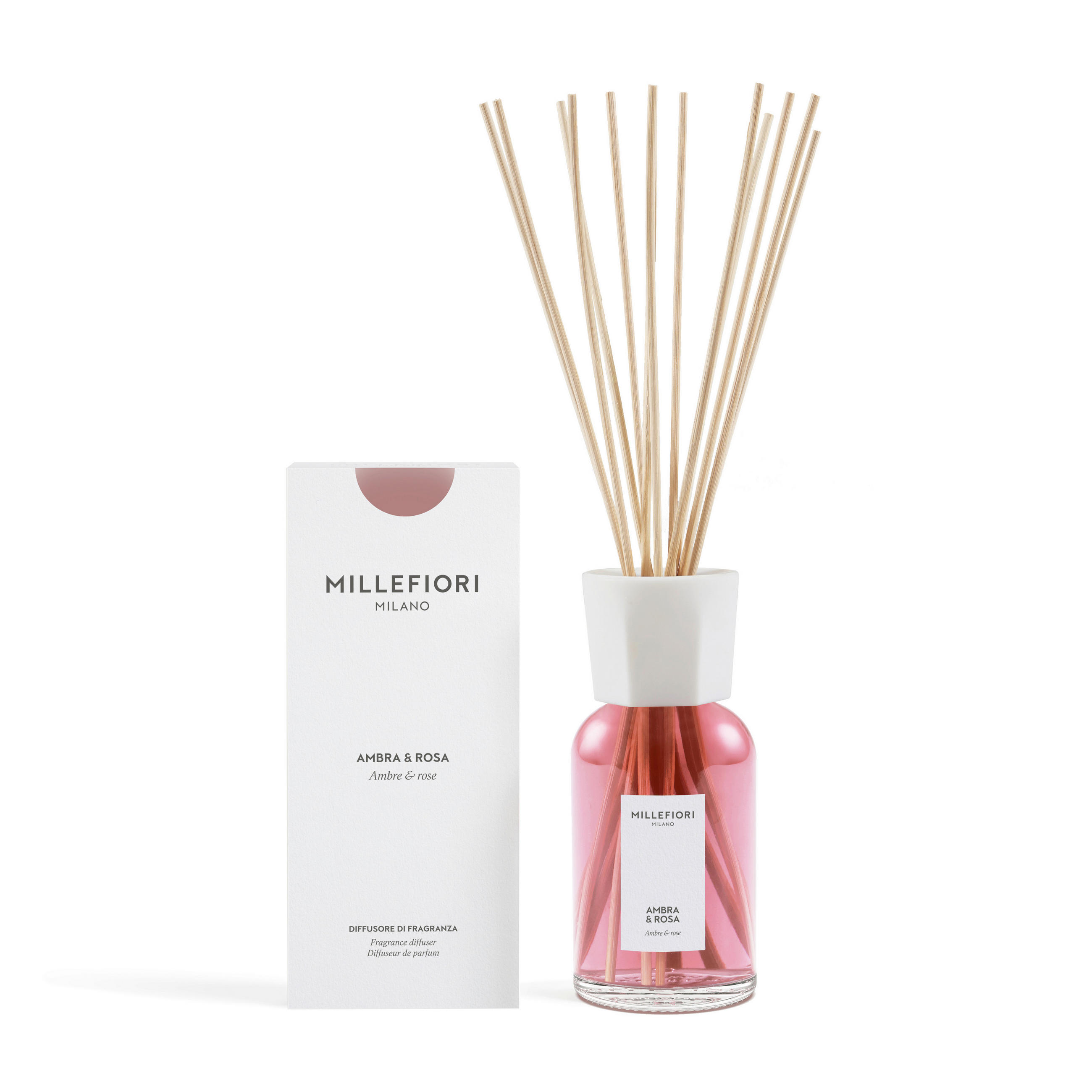 ARÓMA DIFUZÉR  - pink, Basics, sklo (10.3/10.3/23.7cm) - Millefiori Milano