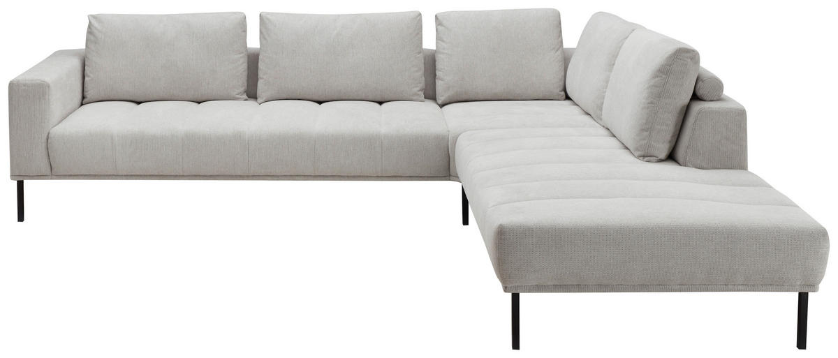 ECKSOFA in Flachgewebe Creme  - Creme/Schwarz, Design, Textil/Metall (308/270cm) - Pure Home Lifestyle