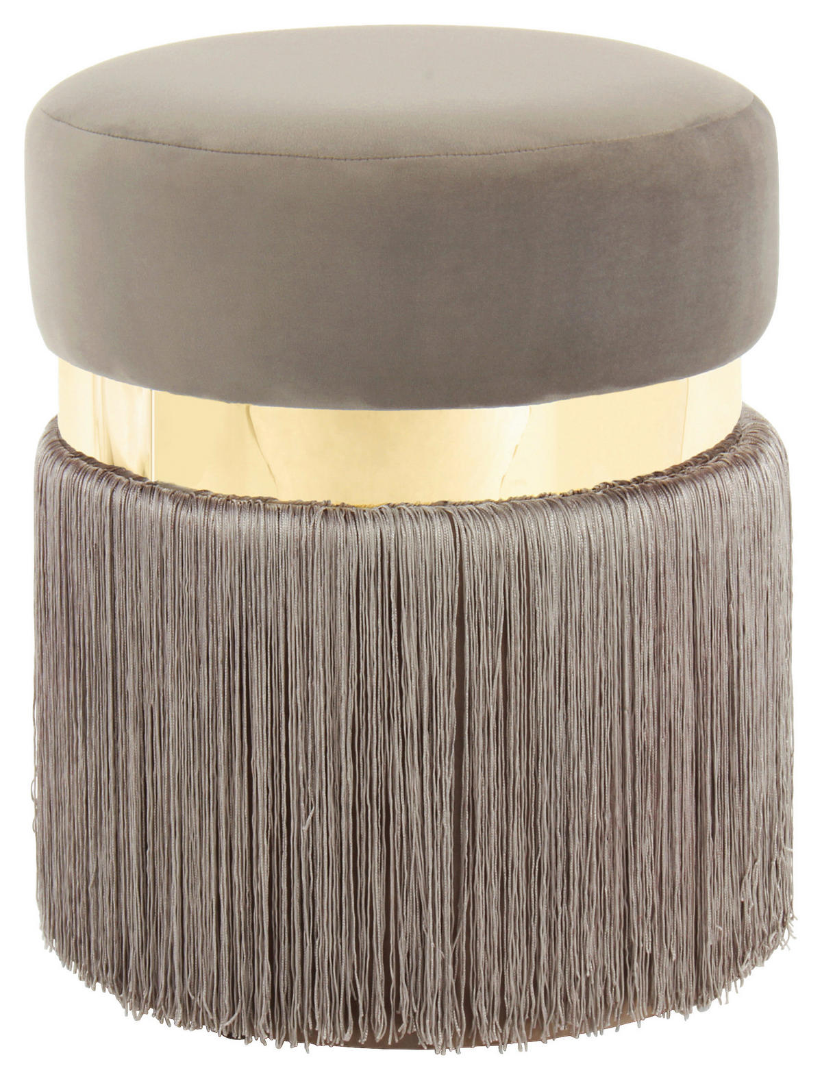 HOCKER Samt Taupe, Goldfarben  - Taupe/Goldfarben, Design, Kunststoff/Textil (38/45/38cm) - Kayoom