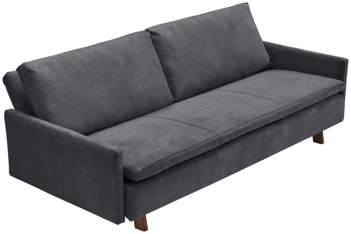 SCHLAFSOFA Flachgewebe Graublau  - Graublau/Eichefarben, KONVENTIONELL, Holz/Textil (220/85/98cm) - Carryhome