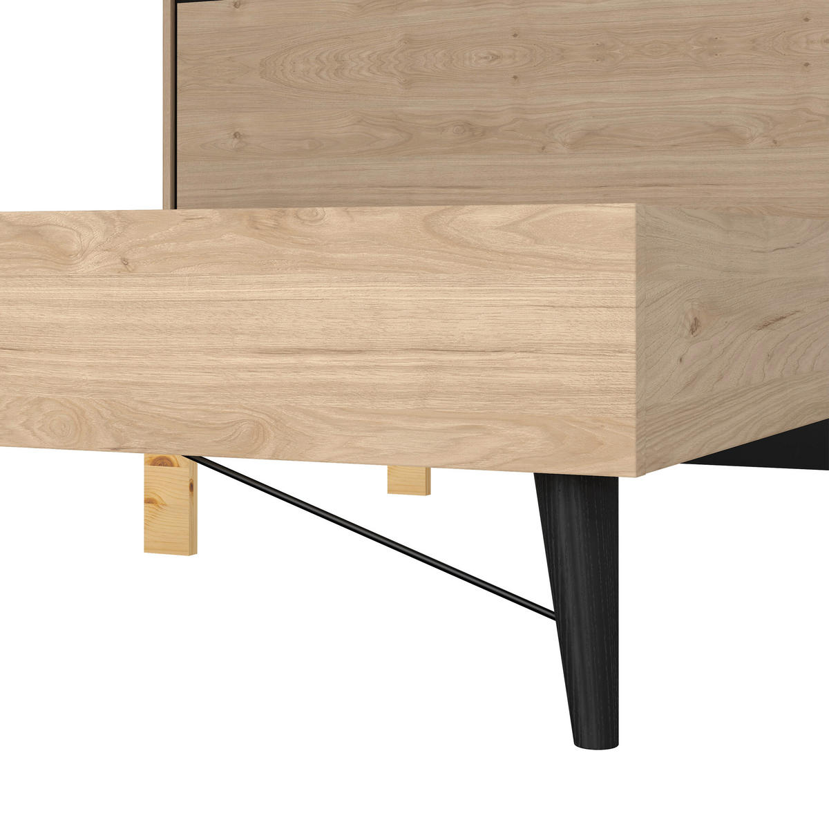BETT 180/200 cm  in Eichefarben  - Eichefarben/Schwarz, MODERN, Holz (180/200cm) - MID.YOU