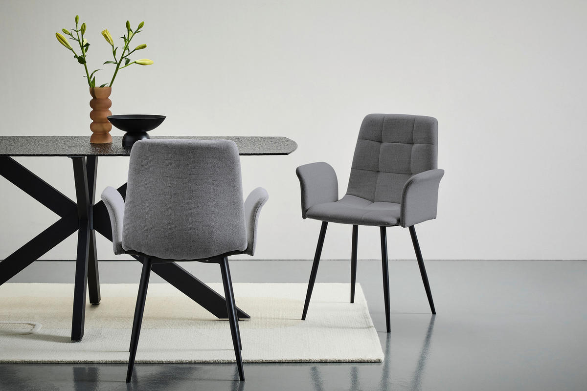STOL MED ARMSTÖD järn vävt tyg  - mörkgrå/svart, Modern, metall/textil (59/87,5/54,5cm) - Stylife