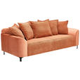 3-SITZER-SOFA  in Cord, Velours Rostfarben  - Rostfarben/Schwarz, KONVENTIONELL, Textil/Metall (228/84/99cm) - Carryhome