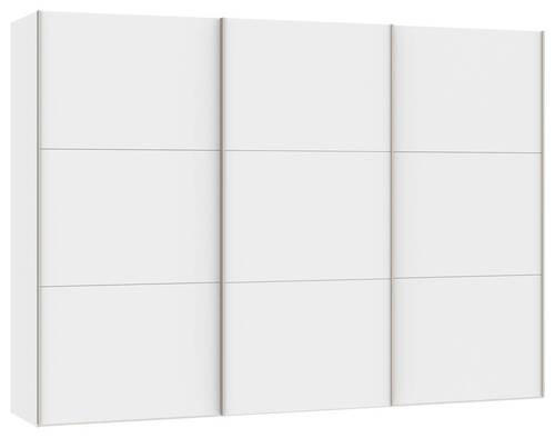 SCHWEBETÜRENSCHRANK 303/215/65 cm 3-türig Weiß  - Edelstahlfarben/Weiß, Design, Holzwerkstoff (303/215/65cm) - Boxxx