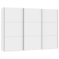 SCHWEBETÜRENSCHRANK 303/215/65 cm 3-türig Weiß  - Edelstahlfarben/Weiß, Design, Holzwerkstoff (303/215/65cm) - Boxxx